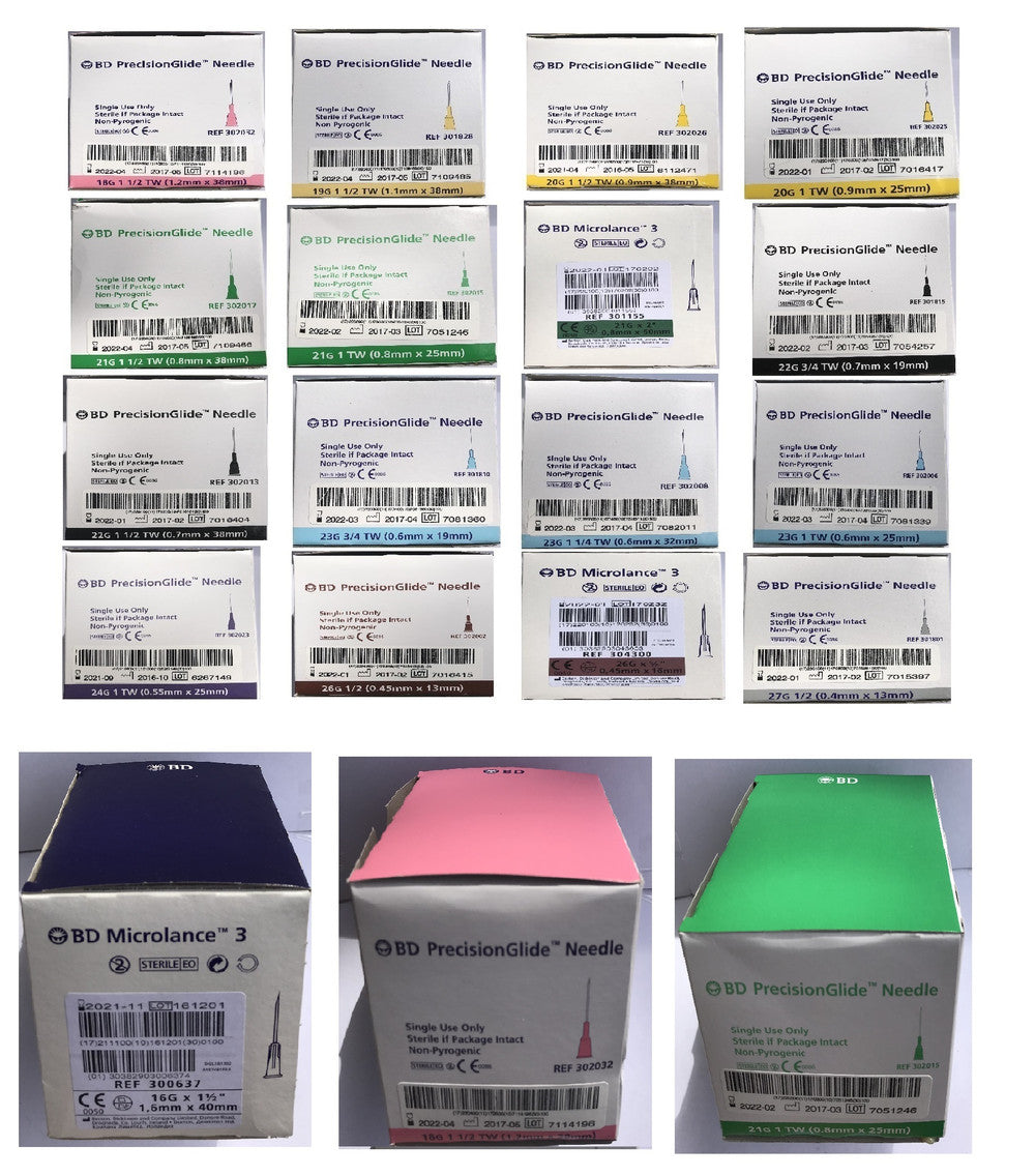 Disposable BD Hypodermic Needles various sizes 16G to Medisa