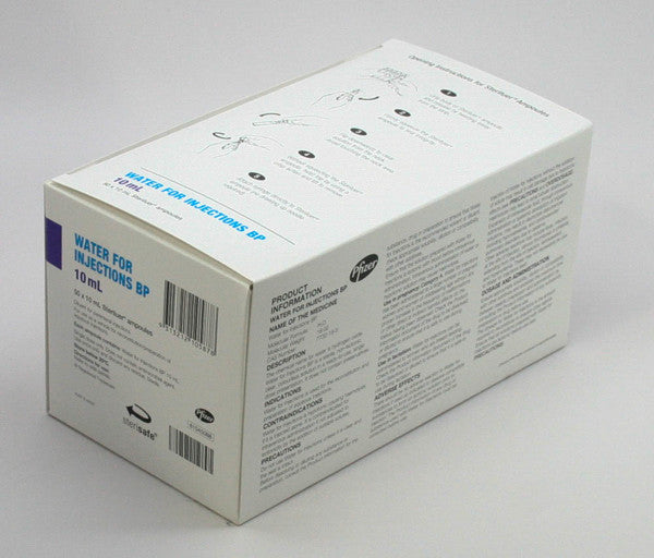 Pfizer Water for Injection BP 10ml Steriluer Ampoules 25020010 50