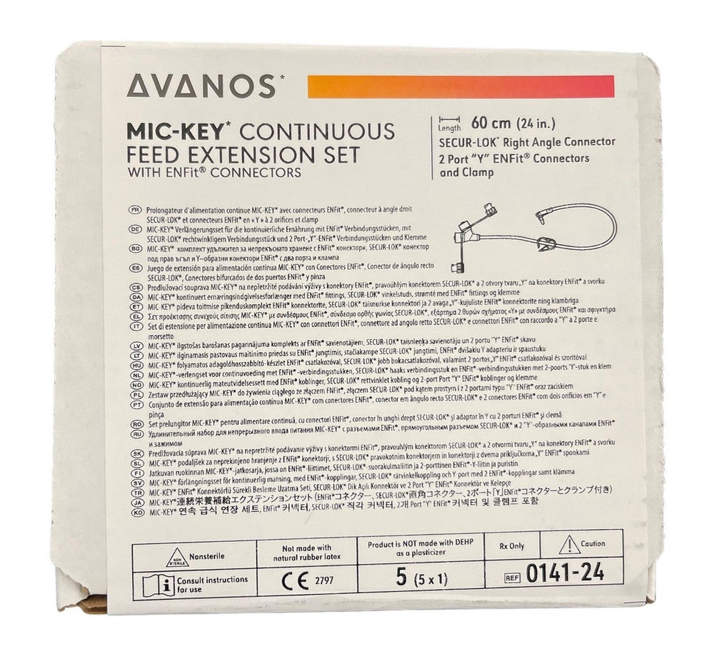 Avanos Mic Key Continuous Feed Extension Set With ENFit Connectors