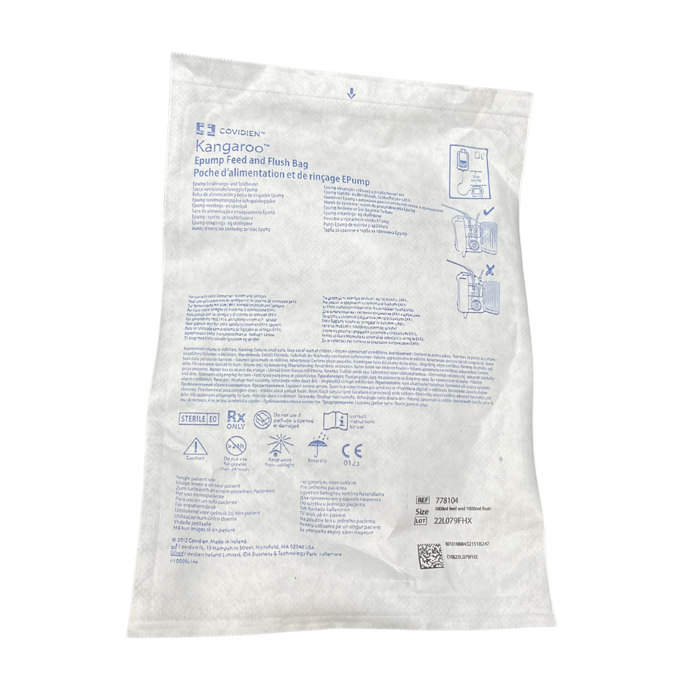 Kangaroo Enteral Pump Administration Set Epump Bag Flush 1000mL (778104)