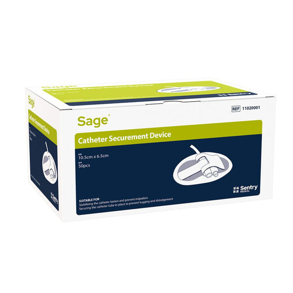Sage Catheter Securement Device, Box of 50 (9cm x 3.5cm - 10.5cm x 6.5cm - 16.8cm x 5.7cm)
