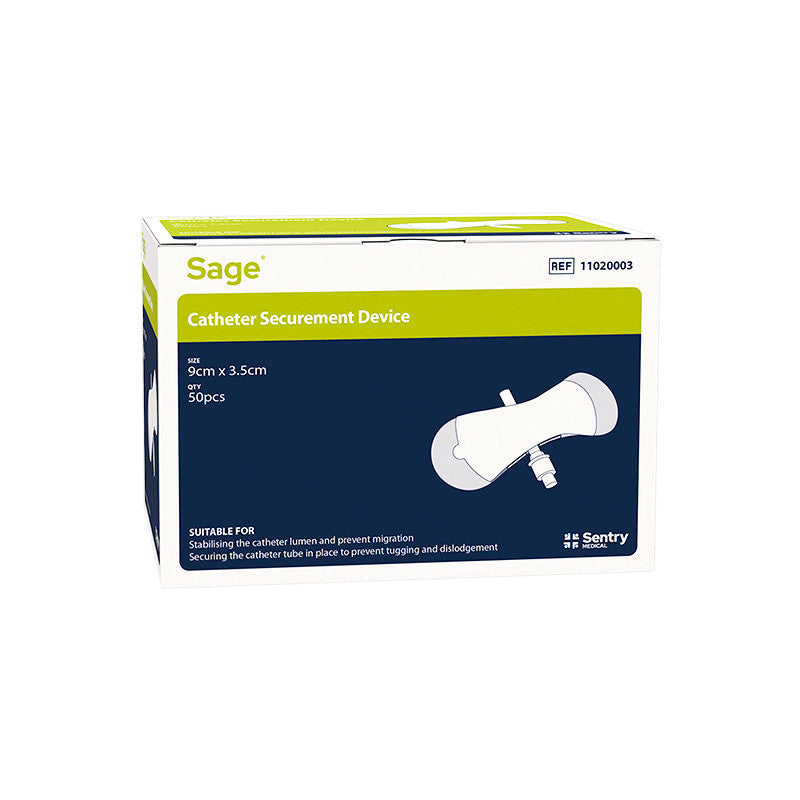 Sentry Medical Sage Catheter Securement Device, Box of 50 (9cm x 3.5cm - 10.5cm x 6.5cm - 16.8cm x 5.7cm)