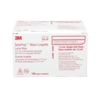 3M Soluprep Large Wipe 2%Chg - 70%Ipa, Box of 100 (101.07)