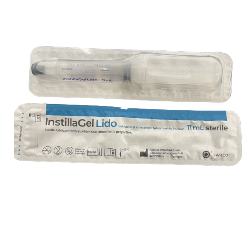 InstillaGel Lido 11ml Lidocaine lignocaine Hydrochloride 2% Catheter Lubricant Sterile