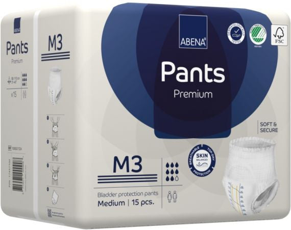 Abena Pants M3 Medium Waist 80-110cm Unisex 2400mL 15/pack (1000021324)