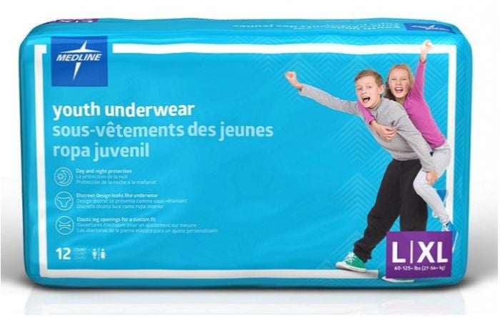 Medline Drytime Youth Underwear Large/X Large 29 56Kg Pktx12 Msc23003A