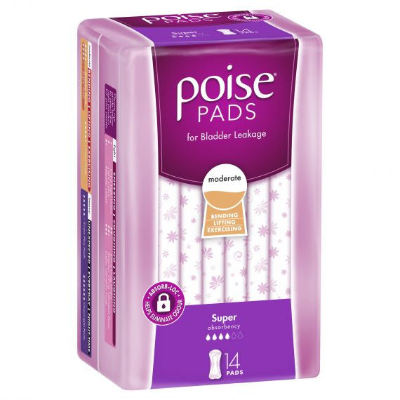 Poise Pads Super 276 x 120mm Female, 276mm, White, 370mL - All Packaging