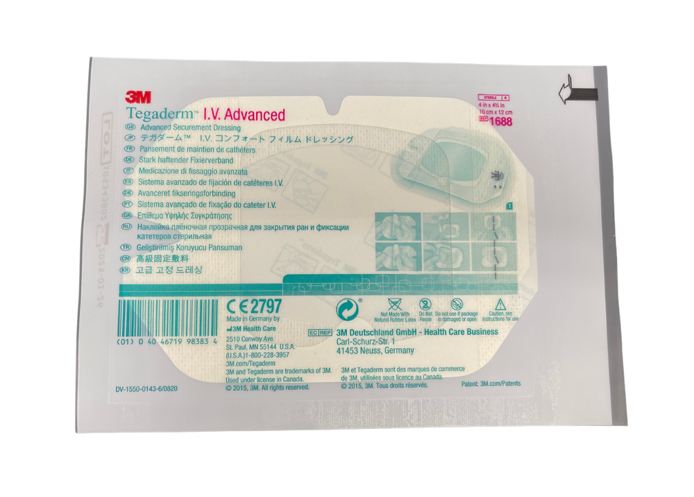 3M Tegaderm I.V. Advanced Adult Rectangle 10cmx12cm 1688 Each