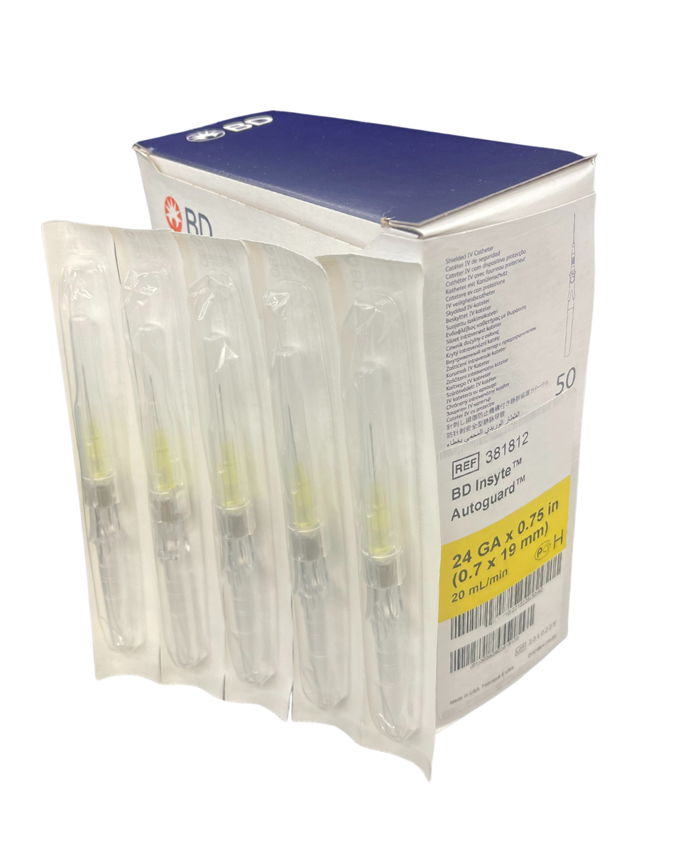 BD Cannula Insyte Autoguard 24G x 0.75" (0.7x19mm) 381412 (381812)