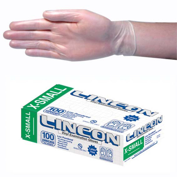 Lincon Vinyl Gloves, Recyclable, Low Powder, HACCP Grade - All Sizes