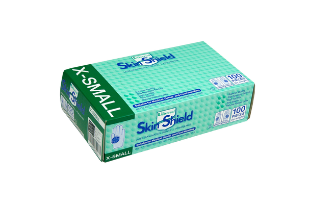 Universal Skin Shield Biodegradable Latex Examination Gloves, ASTM, Powder Free, Cream Colour HACCP Grade - All Sizes