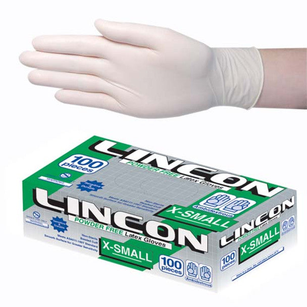 Lincon Biodegradable Latex Examination Gloves, AS/NZ, Powder Free, Cream Colour - All Sizes