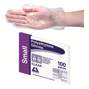 Disposable Polyethylene Gloves, Embossed, Ambidextrous, Recyclable, Clear - All Sizes