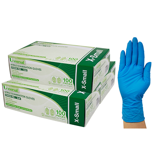 Universal Nitrile Examination Gloves, AS/NZ, Powder Free, Blue Colour - All Sizes