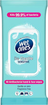 Wet Ones Be Gentle Sensitive Antibacterial Hand & Body wipes, 40 Wipes