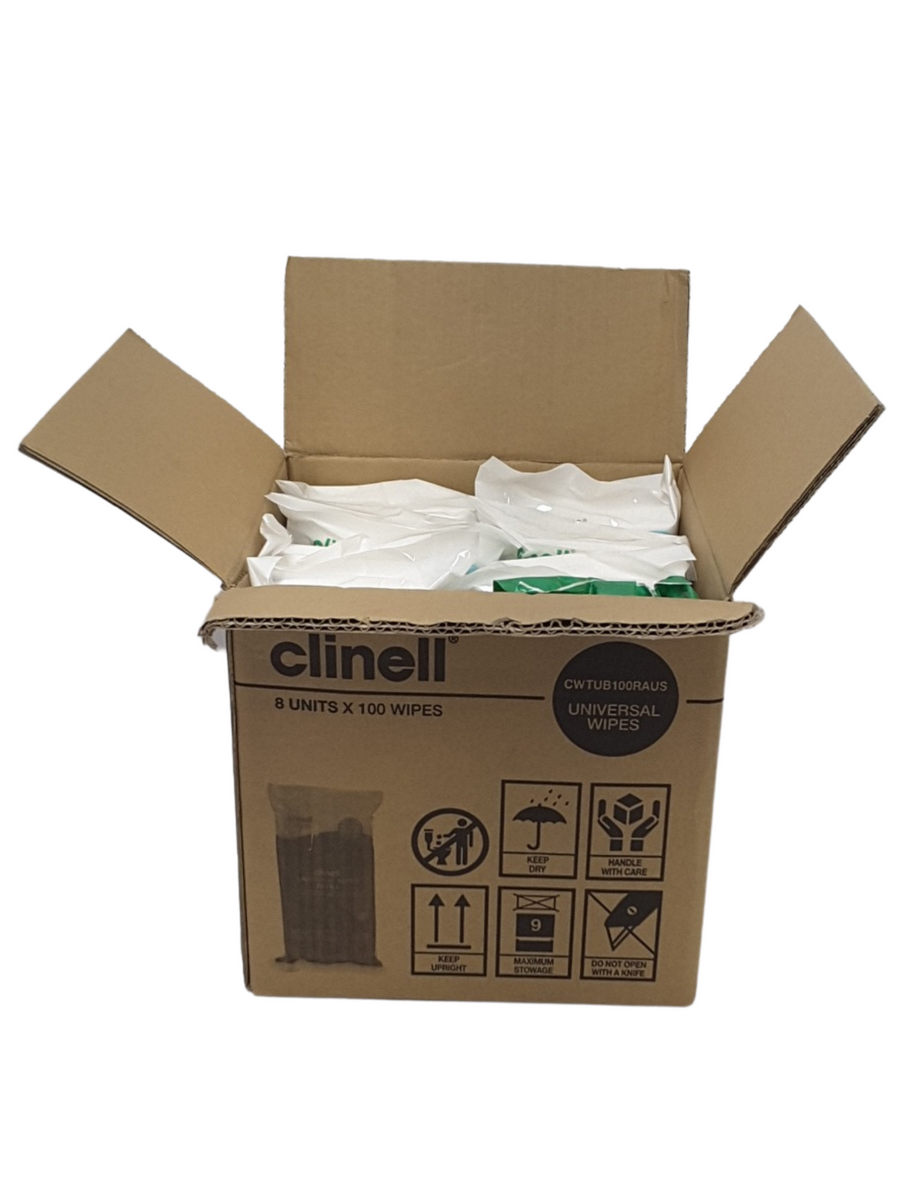 Clinell Universal Wipes Refill Packet of 100 CWTUB100RAUS 8packs/ctn