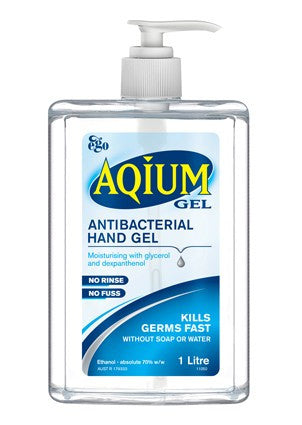 Aqium Antibacterial Hand Gel 1L Pump Pack (12147)