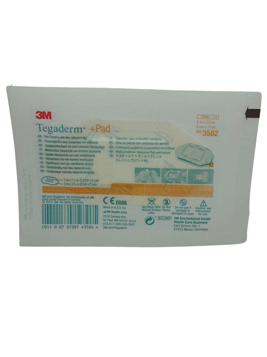 3M Tegaderm + Pad Dressing 5cmx7cm Adhesive Transparent 3582 Each