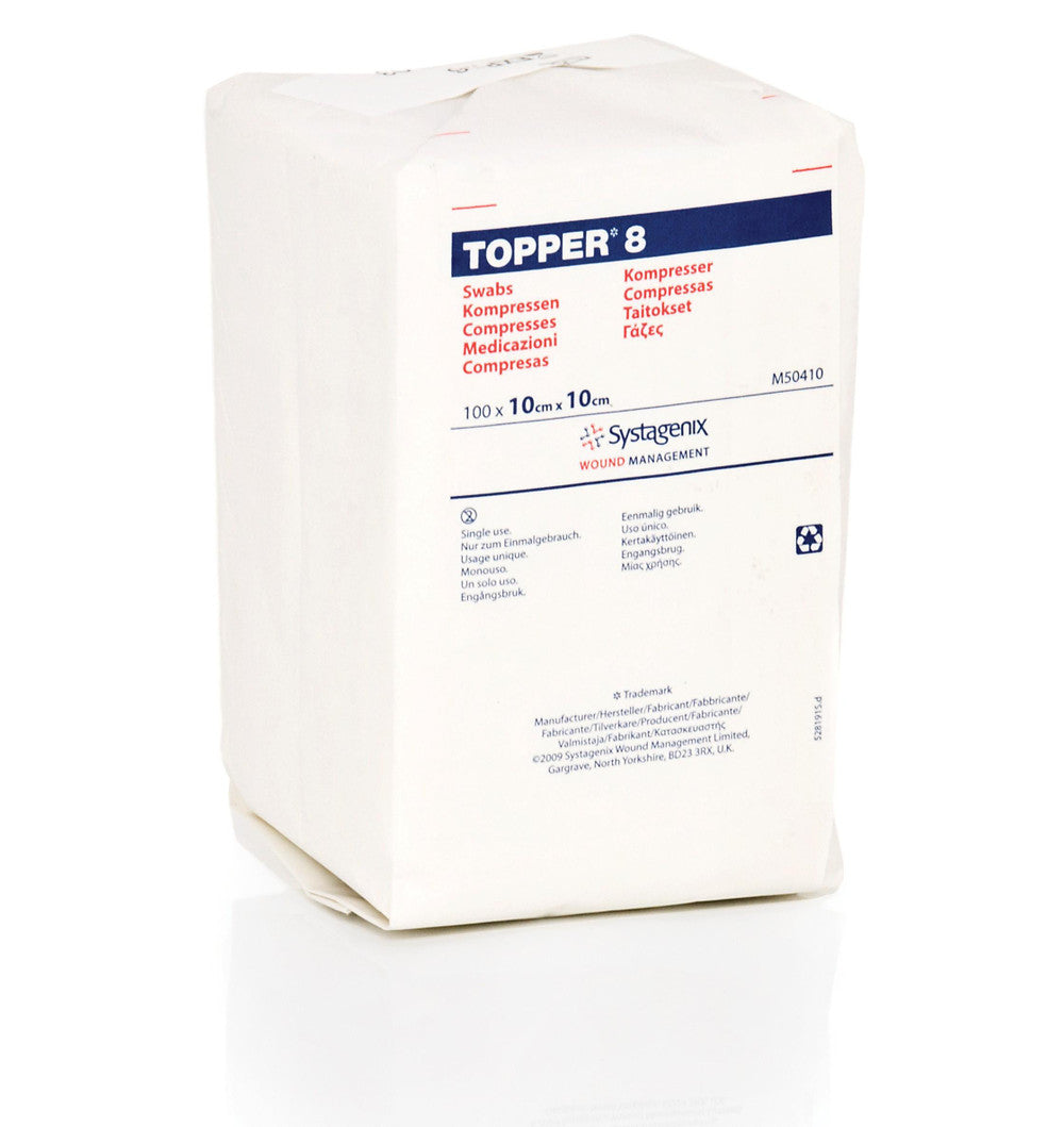 Topper 8 Gauze Non-Woven (8Ply) 10cm x 10cm Non Sterile (M50410) Pkt x 100