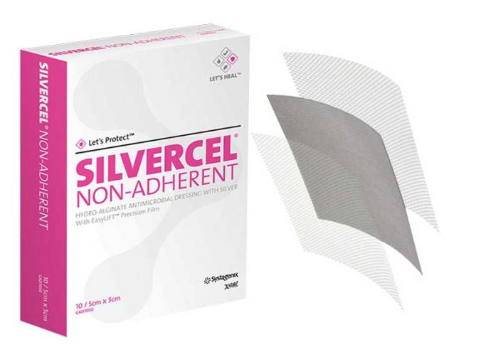 Silvercel Hydro Alginate Dressing 5cmx5cm Non Adhesive Pad CAD7050 10Pcs