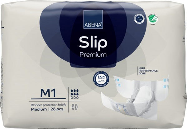 Abena Slip Premium M1 (Hip Size 70cm - 110cm) - 2000ml - Blue -  (26 / Pack) - Carton of 4 Packs
