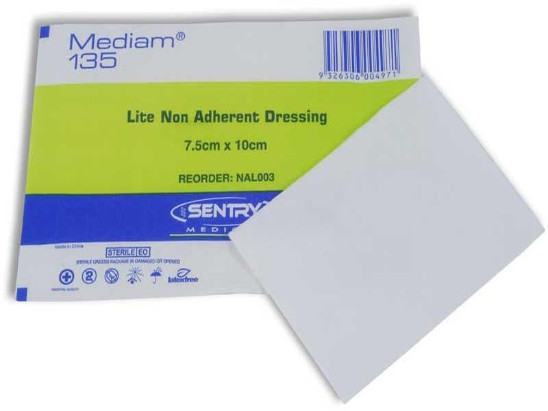 Mediam 135 Lite Non Adherent Dressing 7.5cmx10cm NAL003 100 pieces