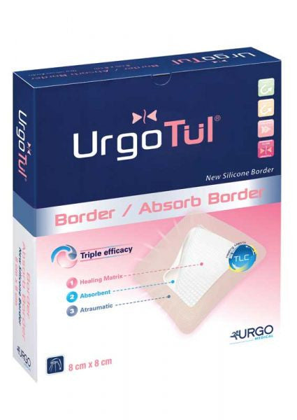 Urgotul Absorb Silicone Border Super Absorbent Foam Dressing 8Cmx8Cm 102200