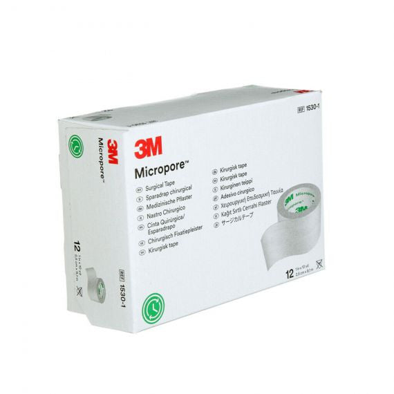 3M Micropore Surgical Paper Tape 25mm x 9.1m (1530-1) 12 per Box