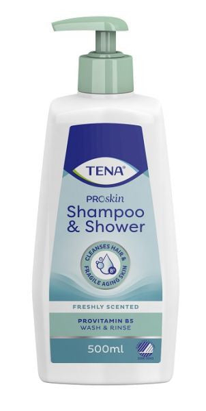 Tena Shampoo And Shower 500Ml Pump Bottle Green 1207 Box