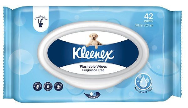 Kleenex Flushable Cloths Sensitive 184Mm X 127Mm Pktx42 71829 one