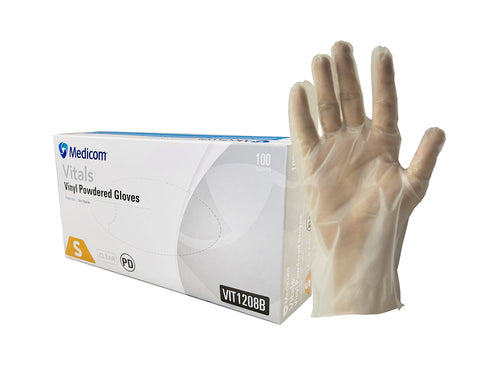 Medicom Vitals Vinyl Gloves Clear 4.5g - Box of 1000