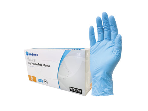 Medicom Vitals Vinyl Gloves Powder Free  Blue (4.5g) - Box of 1000