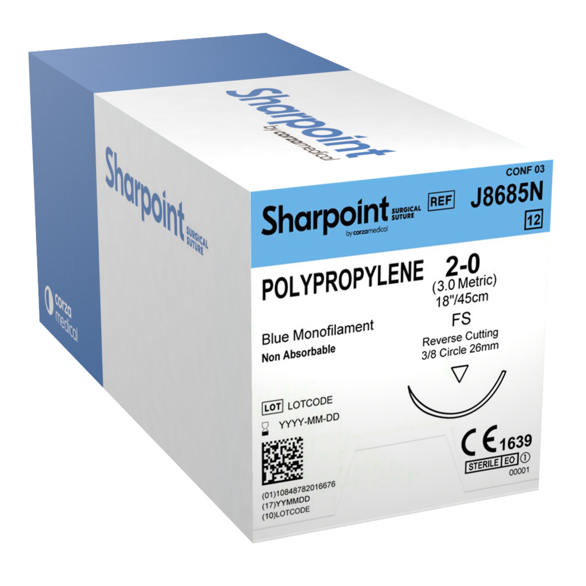 Sutures Polypropylene Sharpoint Blue Box of 12 - All Sizes