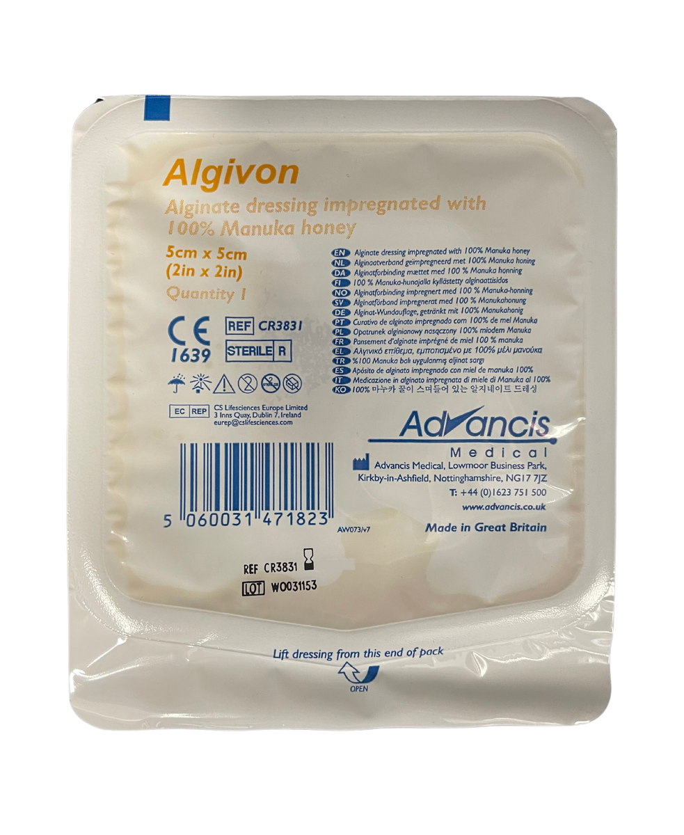 Algivon Alginate Dressing With Honey 5cmx5cm Sterile CR3831