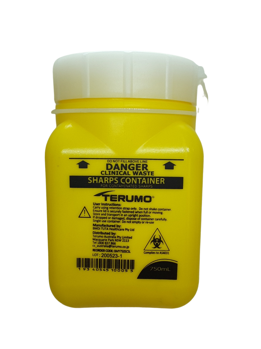 Terumo Sharps Container yellow screw top Bin Disposal Needle Waste