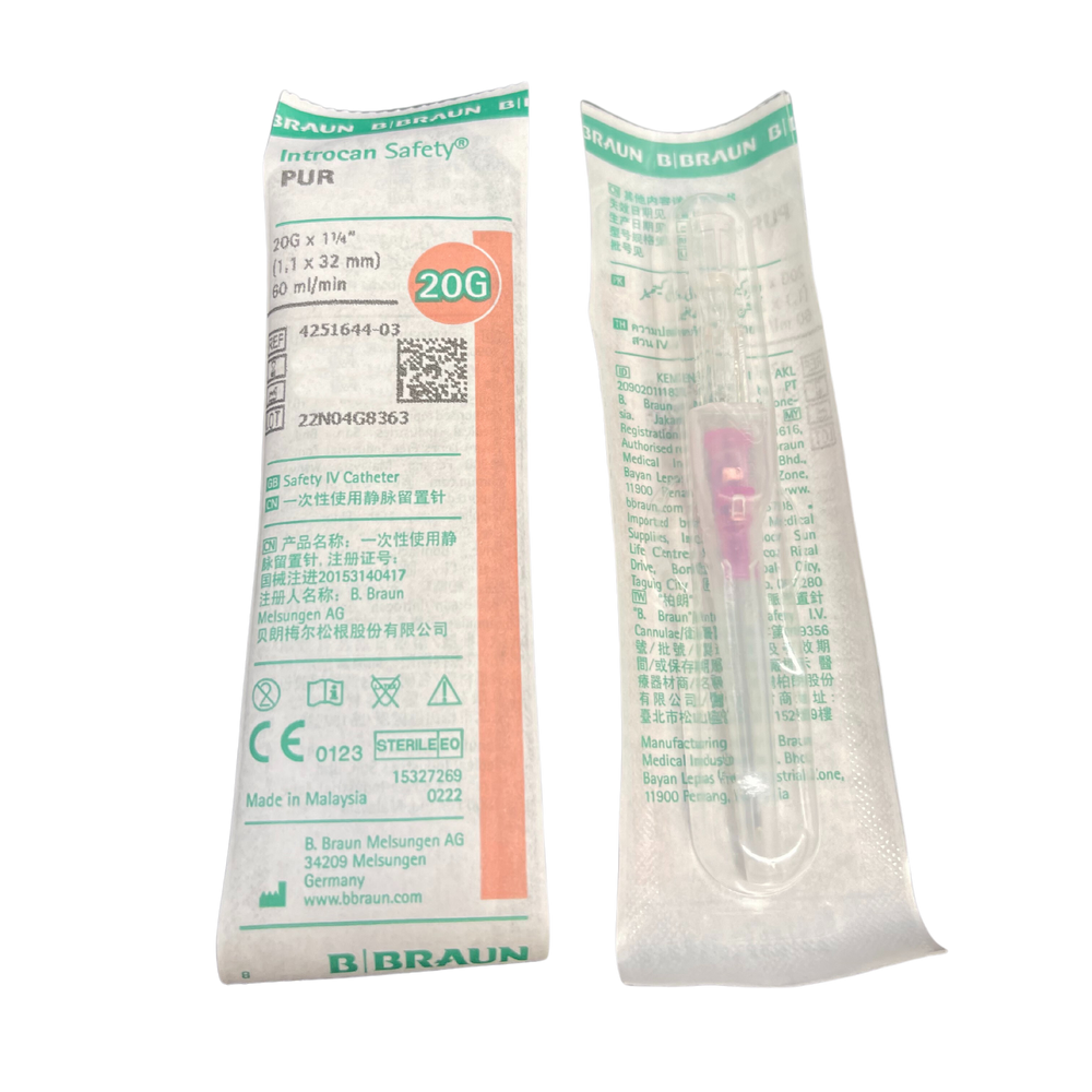 B. Braun Introcan Safety IV Catheters 20Gx1 Braun 4151644 03