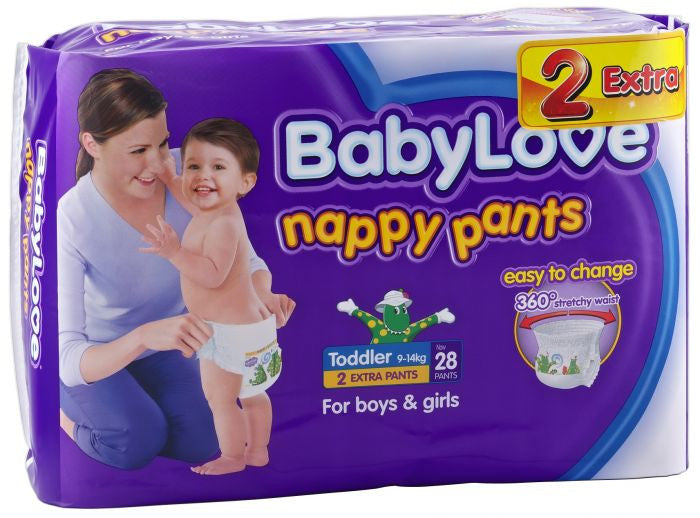 Baby Love Nappy Pants Toddler 9 14Kg Pkt X 28