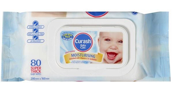 Curash Baby Wipes Moisturising Vitamin E Ep51689 Pack of 80