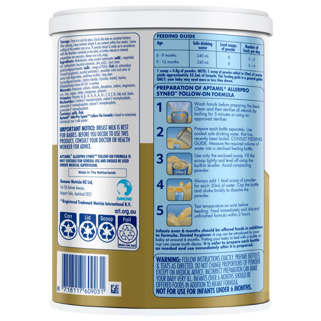 Aptamil AllerPro Syneo Premium Allergy Toddler Milk Drink 900g | Medisa
