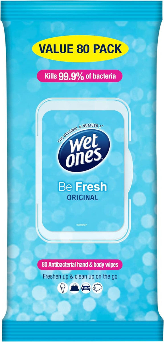 Wet Ones Be Gentle Sensitive Antibacterial Hand & Body wipes, 40 Wipes