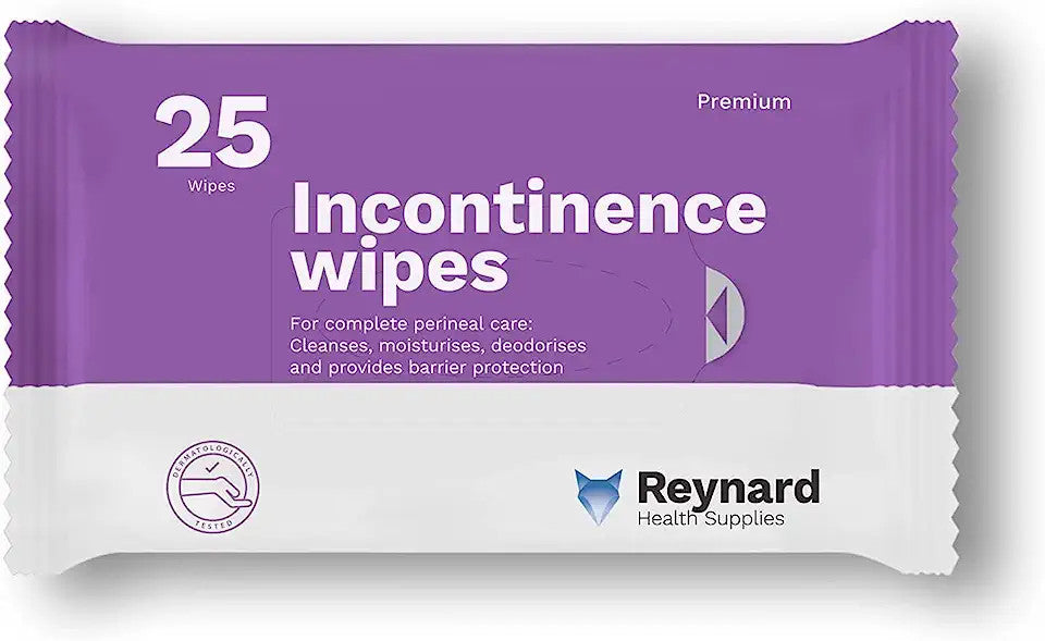 Reynard Health Supplies Incontinence Adult Wipes, 25 Wipes - Box of 12