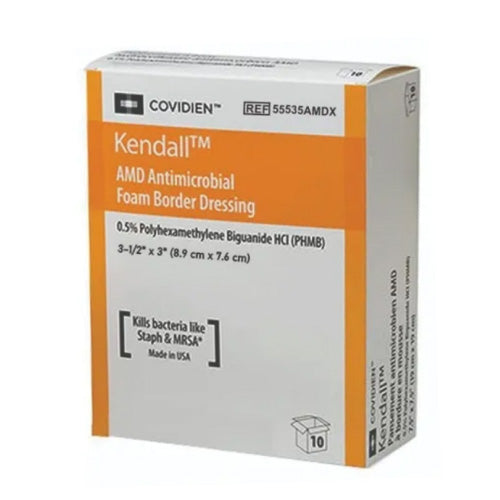 Covidien Kendall Amd Antimicrobial Foam 8.9X7.6cm Fenestrated (55535AMDX) - Box of 50