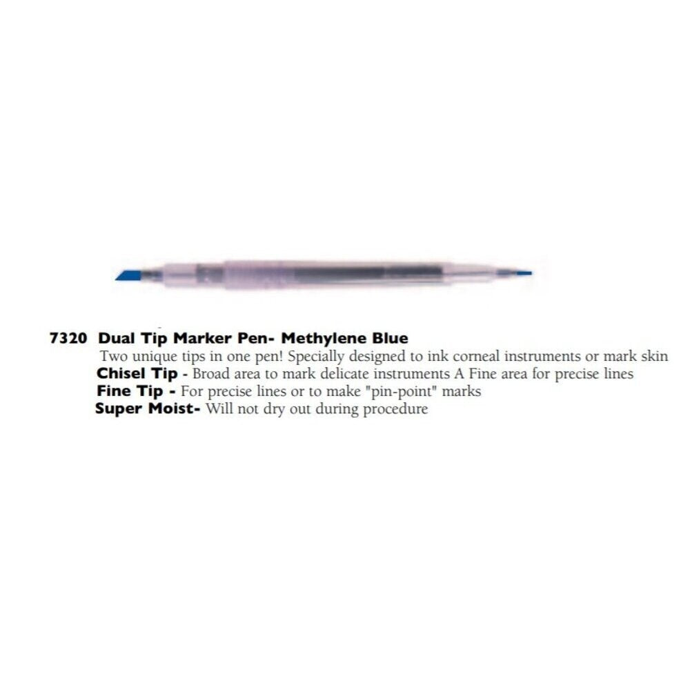 Hurricane Medical Dual Tip Marker Pen, Methylene Blue, Box of 20 (7320)
