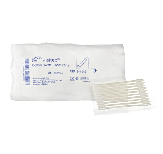 BVI Visiswab Cotton Swabs, 7.6 cm (3 