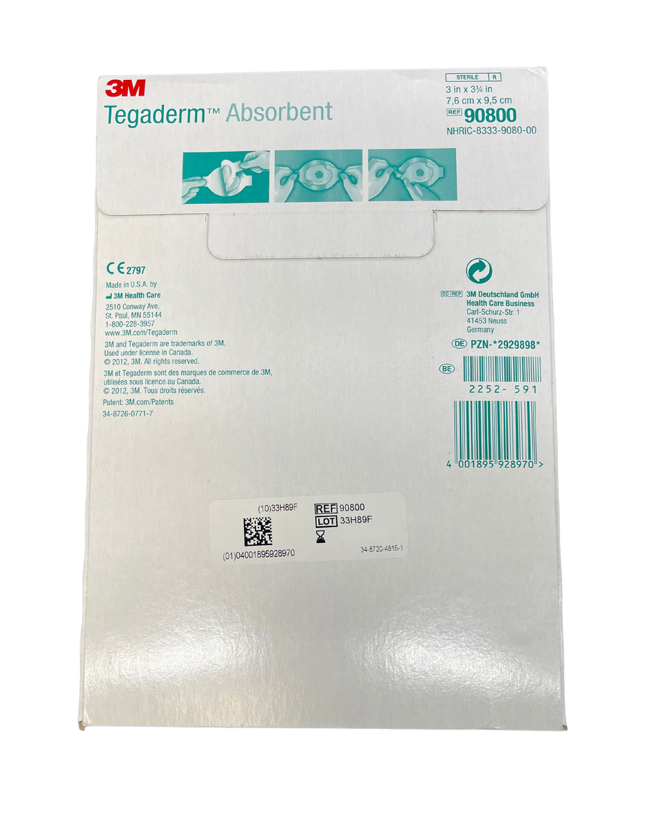 3M Tegaderm Absorbent Dressing 7.6Cmx9.5Cm Adhesive Oval 90800 Box of