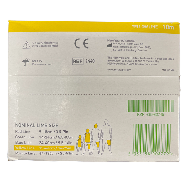 Molnlycke Tubifast Bandage Small Trunk/Head 35-65Cm Yellow, Roll of 10m (2440)