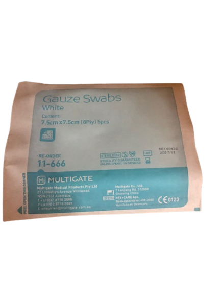 Multigate Gauze Swab White Sterile 7.5cmx7.5cm - 5pcs/pack (11-666)
