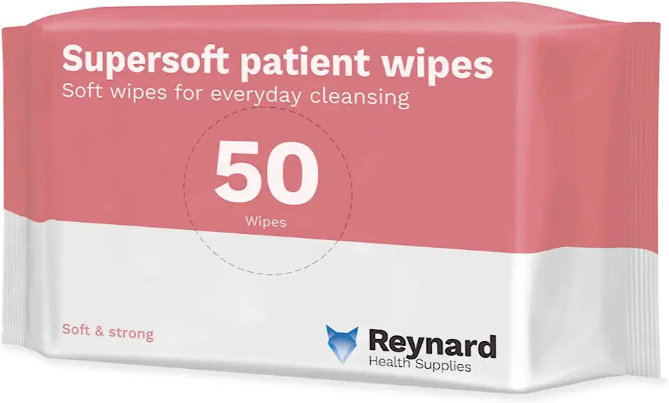 Reynard Health Supplies Super Soft Patient Dry Wipes, Chemical & Fragrance Free, White, 33cm x 29 cm - Box of 50