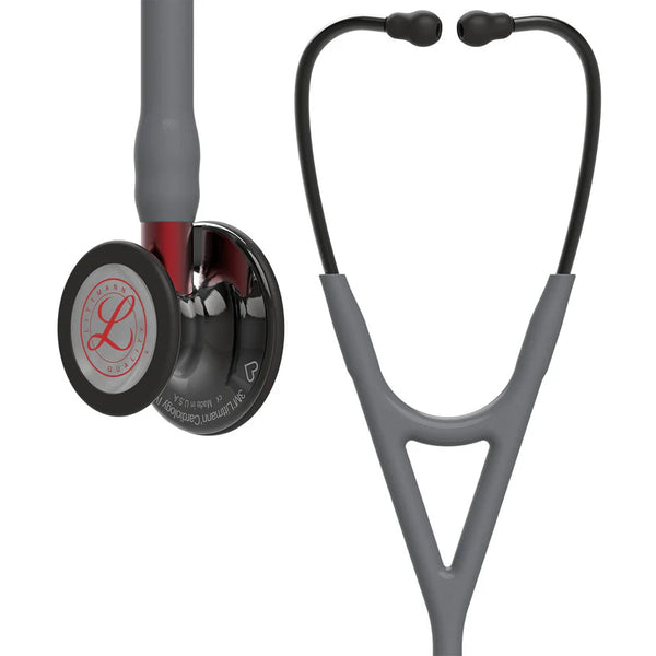 3M Littmann Cardiology IV Diagnostic Stethoscope, LimitedEdition, High Polish Smoke Chestpiece (Red / Grey)