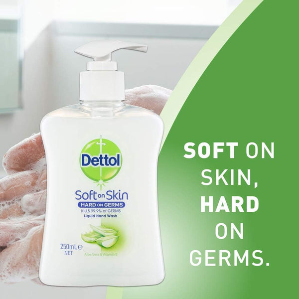Dettol Liquid Hand Wash Aloe Vera Pump Anti-Bacterial, 250ml x 6 Pack